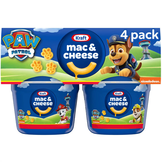 Kraft Mac N Cheese Macaroni and Cheese Cups Easy Microwavable Dinner with Nickelodeon Paw Patrol Pasta Shapes, 4  Pack