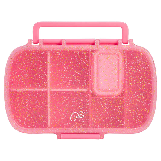 Paris Hilton Plastic Bento Box - Glitter Infused Lid, Customizable Compartments, Pink Lunch Box - ULTRA RARE