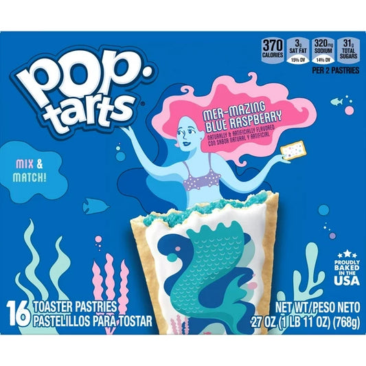 Pop-Tarts Mer-Mazing Blue Raspberry Breakfast Toaster Pastries, 27 oz, 16 Count - ULTRA RARE LIMITED EDITION