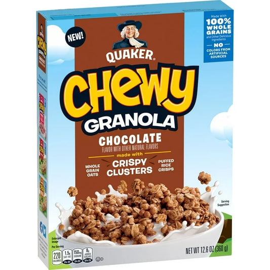 Quaker Chewy Granola Cereal, Chocolate, 12.6 oz