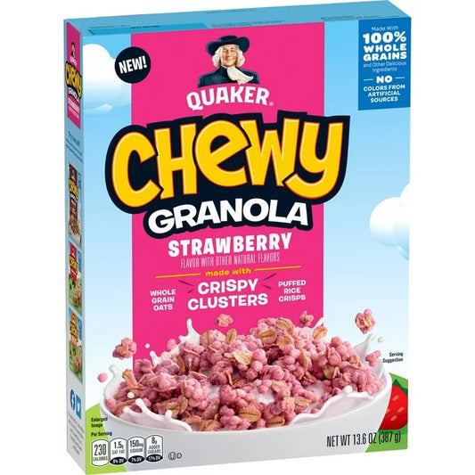 Quaker Chewy Granola Cereal, Strawberry, 13.6 oz