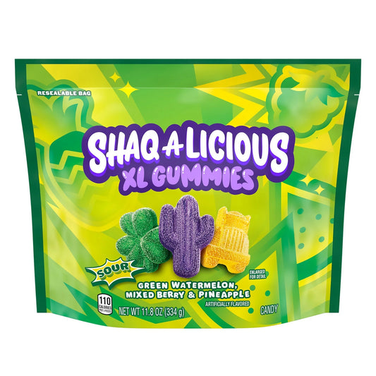 SHAQ-A-LICIOUS XL GUMMIES Sour Chewy, Candy Bag, 11.8 oz