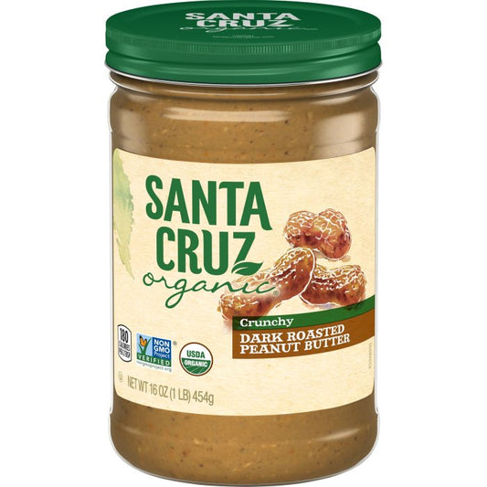 Santa Cruz Organic Crunchy Dark Roasted Peanut Butter, 16 Ounces