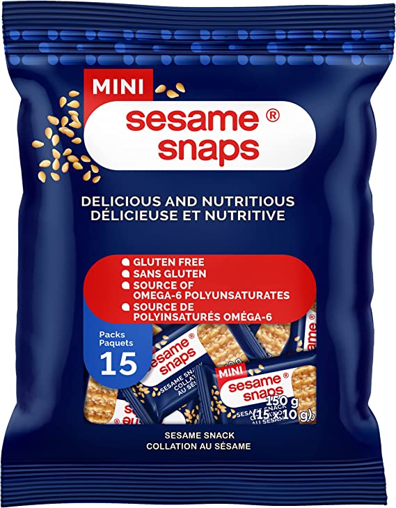 Sesame Snaps, Classic Minis, Healthy Vegan Snack, Ready to Eat 15 PACK ...