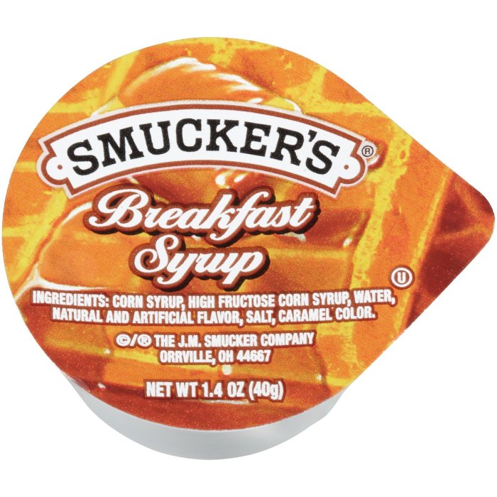 Smucker's 1.4 oz. Breakfast Syrup, Plastic Portion Control, 100 Case Count