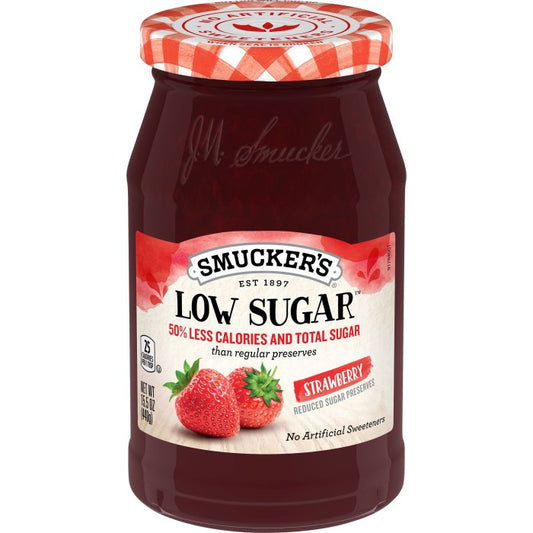 Smucker's Low Sugar Reduced Sugar Strawberry Preserves, 15.5 Ounces