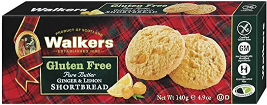 Walkers Gluten Free Ginger and Lemon Shortbread, 140g