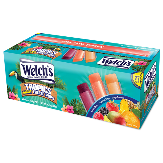 Welch's Tropics GIANT Freezer Ice Pops, 5.5 oz - 27 count