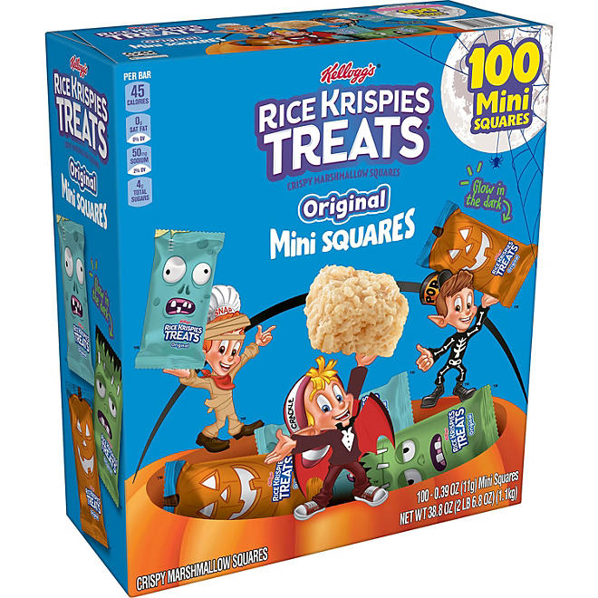 Kellogg's Rice Krispies Treats Halloween Mini Squares - 100 Square - GLOW IN THE DARK - Limited Edition - Halloween Candy 2024 - RARE