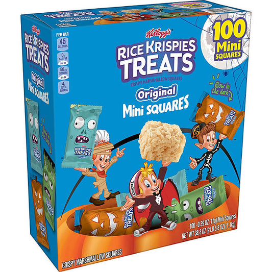 Kellogg's Rice Krispies Treats Halloween Mini Squares - 100 Square - GLOW IN THE DARK - Limited Edition - Halloween Candy 2024 - RARE