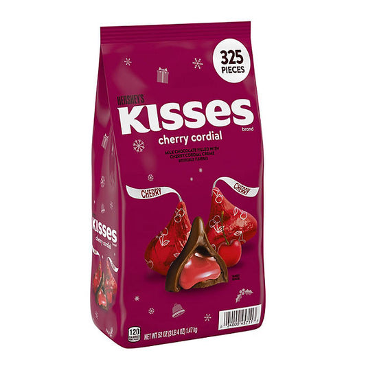 HERSHEY'S KISSES Christmas Cherry Cordial Flavored Candy, 325 Individually Wrapped Pieces - Bulk - Christmas - Limited Edition