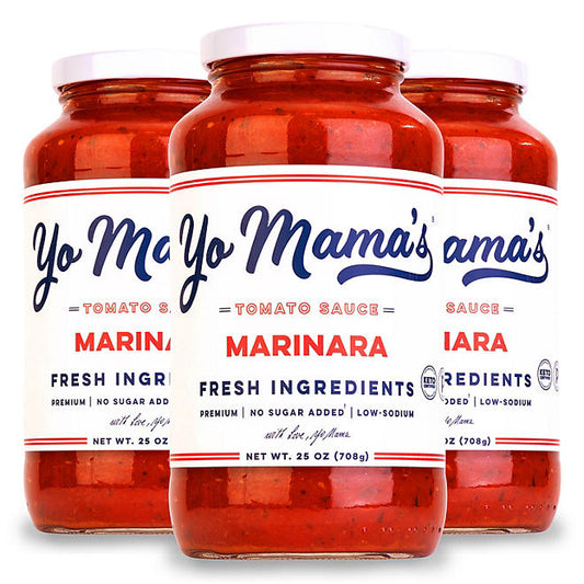 Yo Mama's Foods Low-Sodium Marinara Pasta Sauce 25 oz., 3 pack