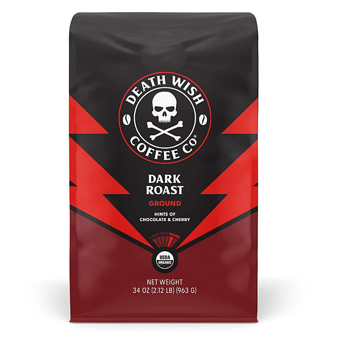 Death Wish Dark Roast Ground Coffee 34 oz.