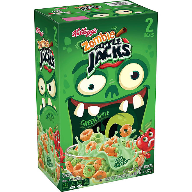 Kellogg's Apple Jacks Zombie Green Apple Breakfast Cereal 2 Pack