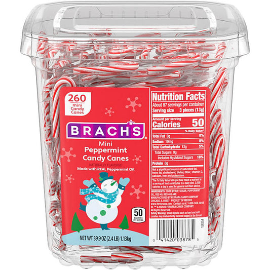 Brach's Candy Canes, Mini, 260 Candy Canes - Bulk Christmas Candy