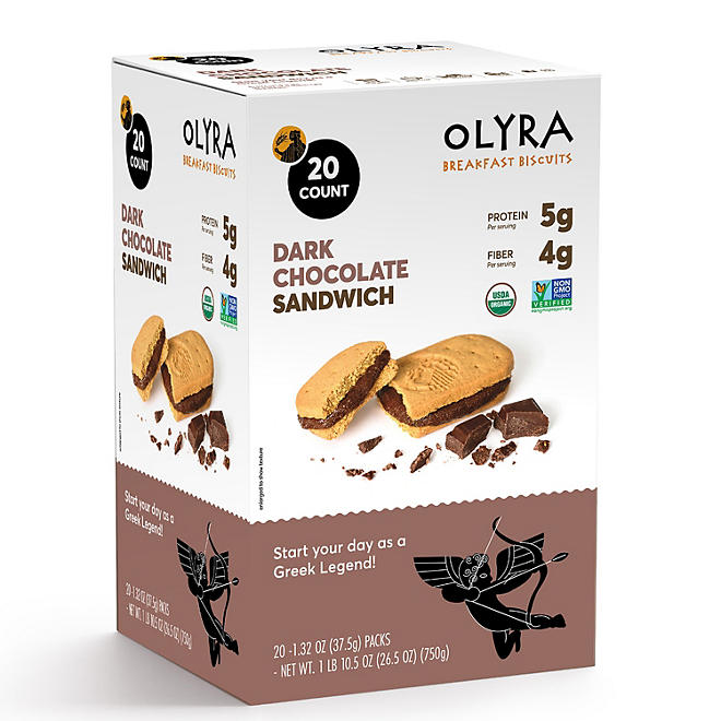 OLYRA Organic Breakfast Biscuits, Dark Chocolate Crème, 20 ct.