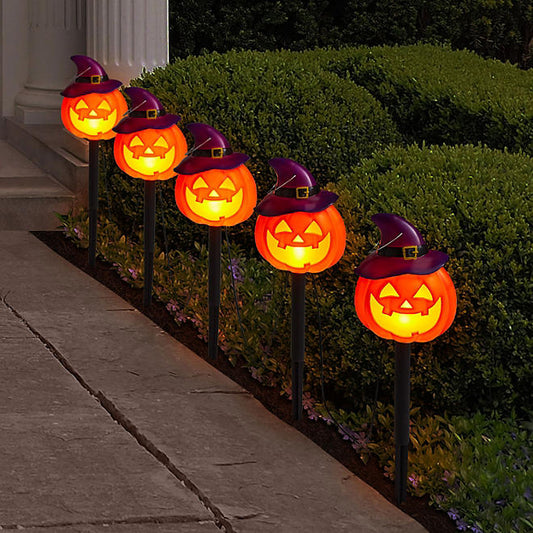 Pre-Lit Pumpkin Pathway Lights, Set of 5