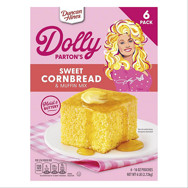 Duncan Hines Dolly Parton's Sweet Cornbread Mix, 6 pack