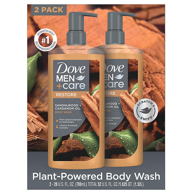 Dove Men+Care Sandalwood Body Wash, 26 oz., 2 pack - Ultra Rare