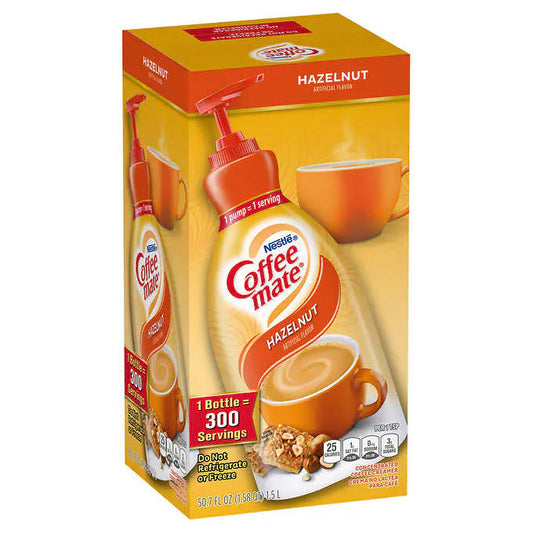 Nestlé Coffee-mate Coffee Creamer, Hazelnut, Pump Bottle, 50.7 fl oz