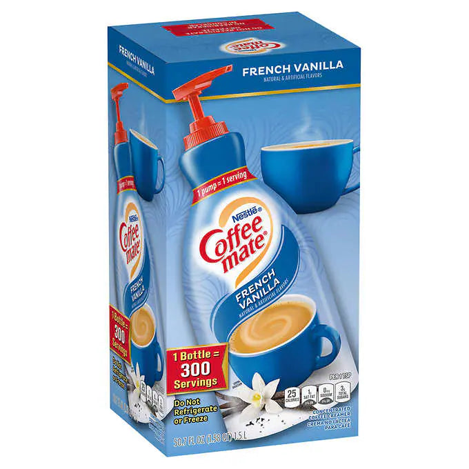 Nestlé Coffee-mate Coffee Creamer, French Vanilla, Pump Bottle, 50.7 fl oz