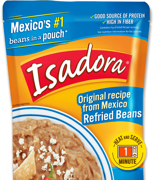 Isadora Refried Original Beans Pouch 15.2 oz-  8 pack - 3.4 KG -  7 lbs 9.6 oz - Wholesale Case