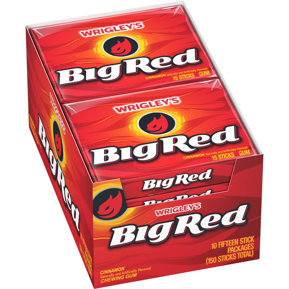 (10 Pack) WRIGLEY'S BIG RED Cinnamon Chewing Gum Bulk Pack, 15 Stick