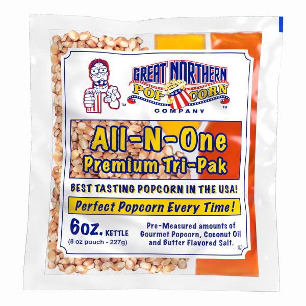 6 oz Popcorn Packs Â– Pre-Measured, Movie Theater Style, All-in-One Kernel, Salt, Oil Packets for Popcorn Machines by Great Northern Popcorn (40 Case)