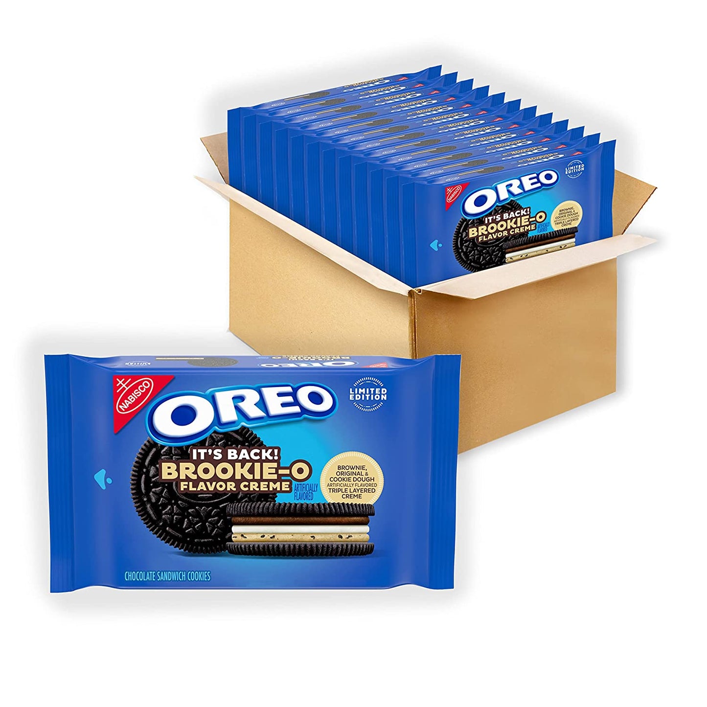 OREO Brookie-O Brownie, Original & Cookie Dough Creme Chocolate Sandwich Cookies, Limited Edition, 13.2 oz - SOLD OUT OOS