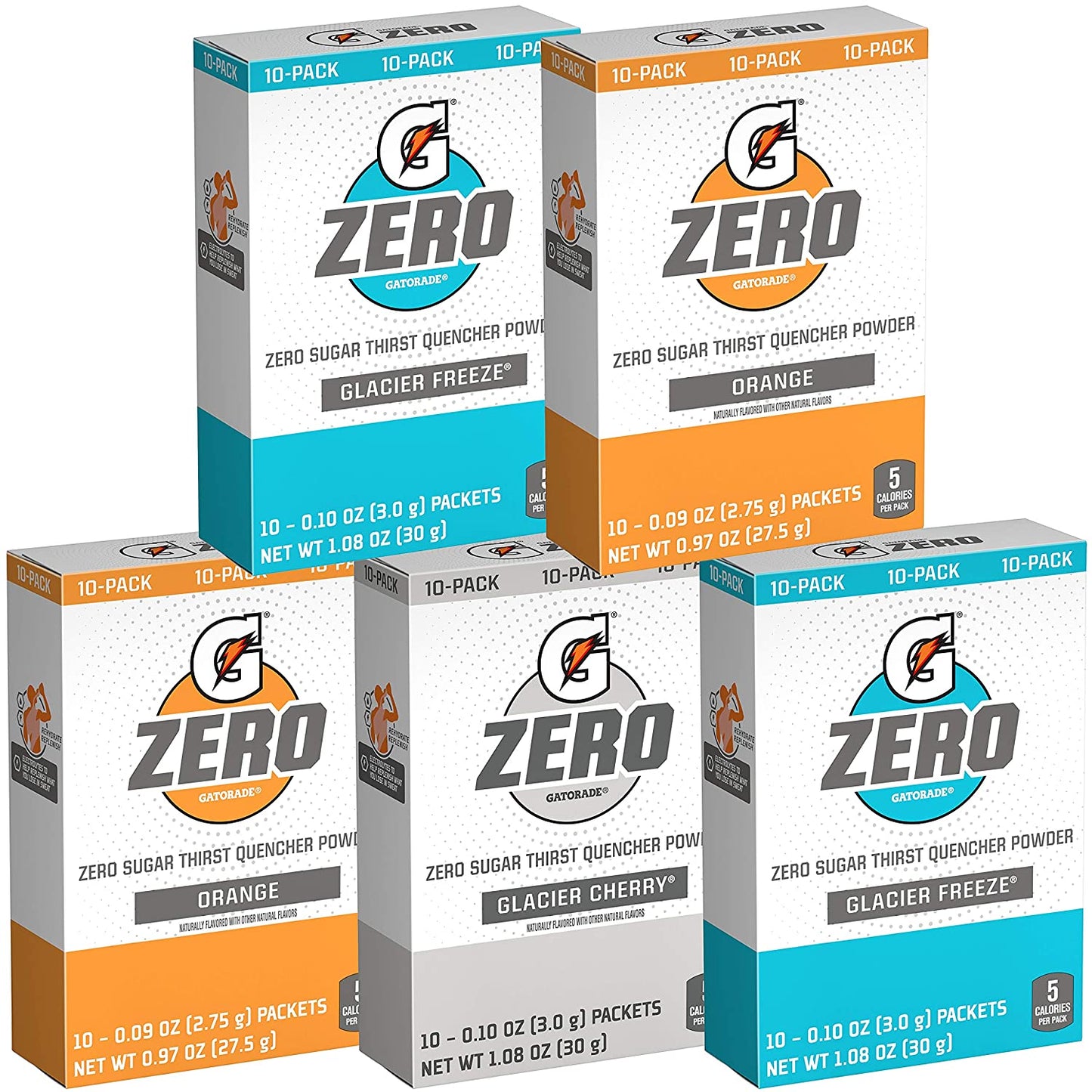 Gatorade G Zero Powder, Glacier Cherry Variety Pack, 0.10oz Individual Packets (50 Pack)