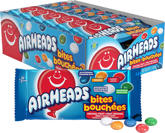 Airheads Bites Original Fruit Chewy Candy, Assorted Flavours 57g, 18 Bags