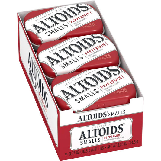 Altoids Smalls Peppermint Breath Mints 0.37 Ounce Tin Pack of 9