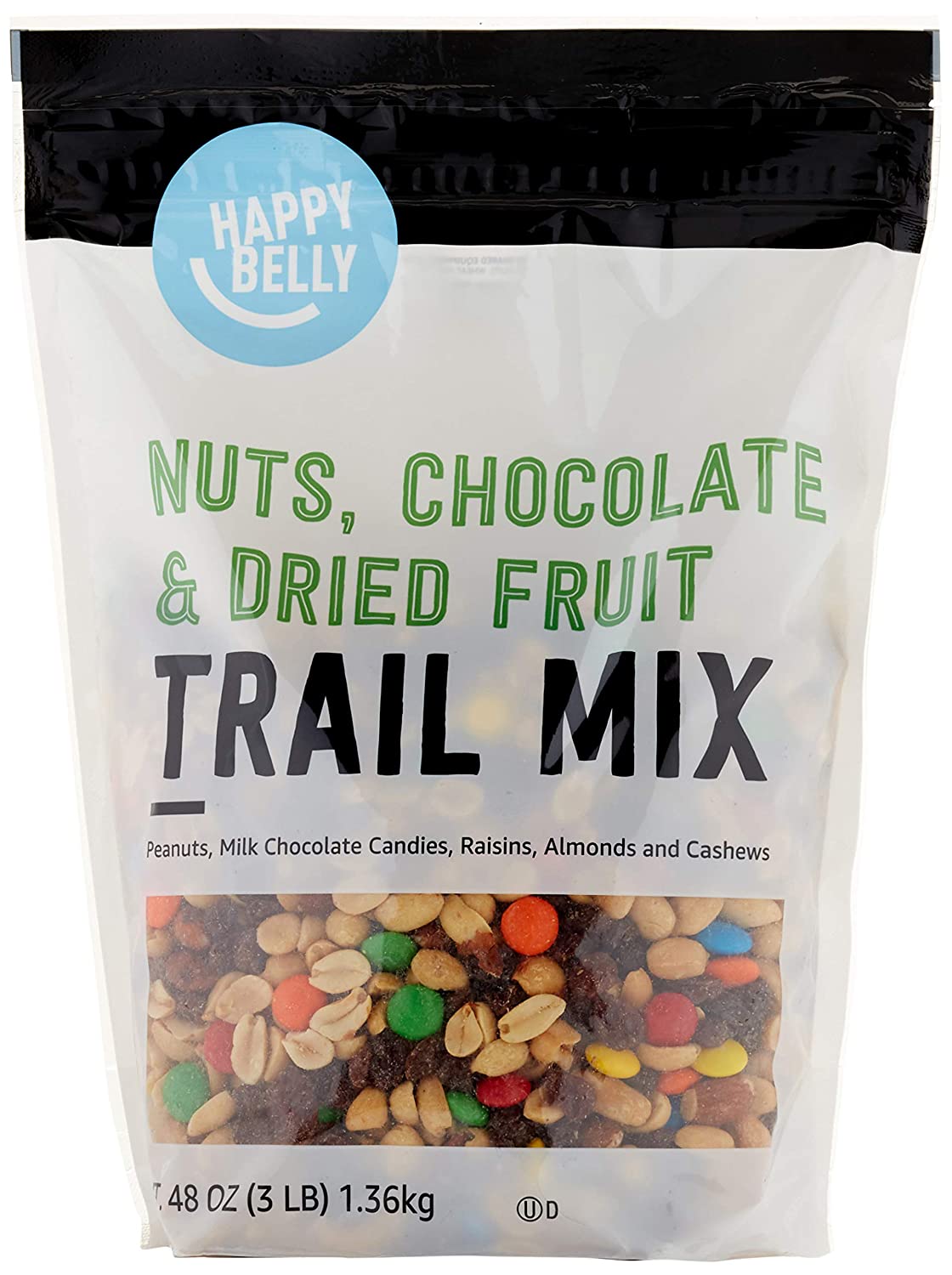 Amazon Brand - Happy Belly Nuts, Chocolate & Dried Fruit Trail Mix, 48 Ounce
