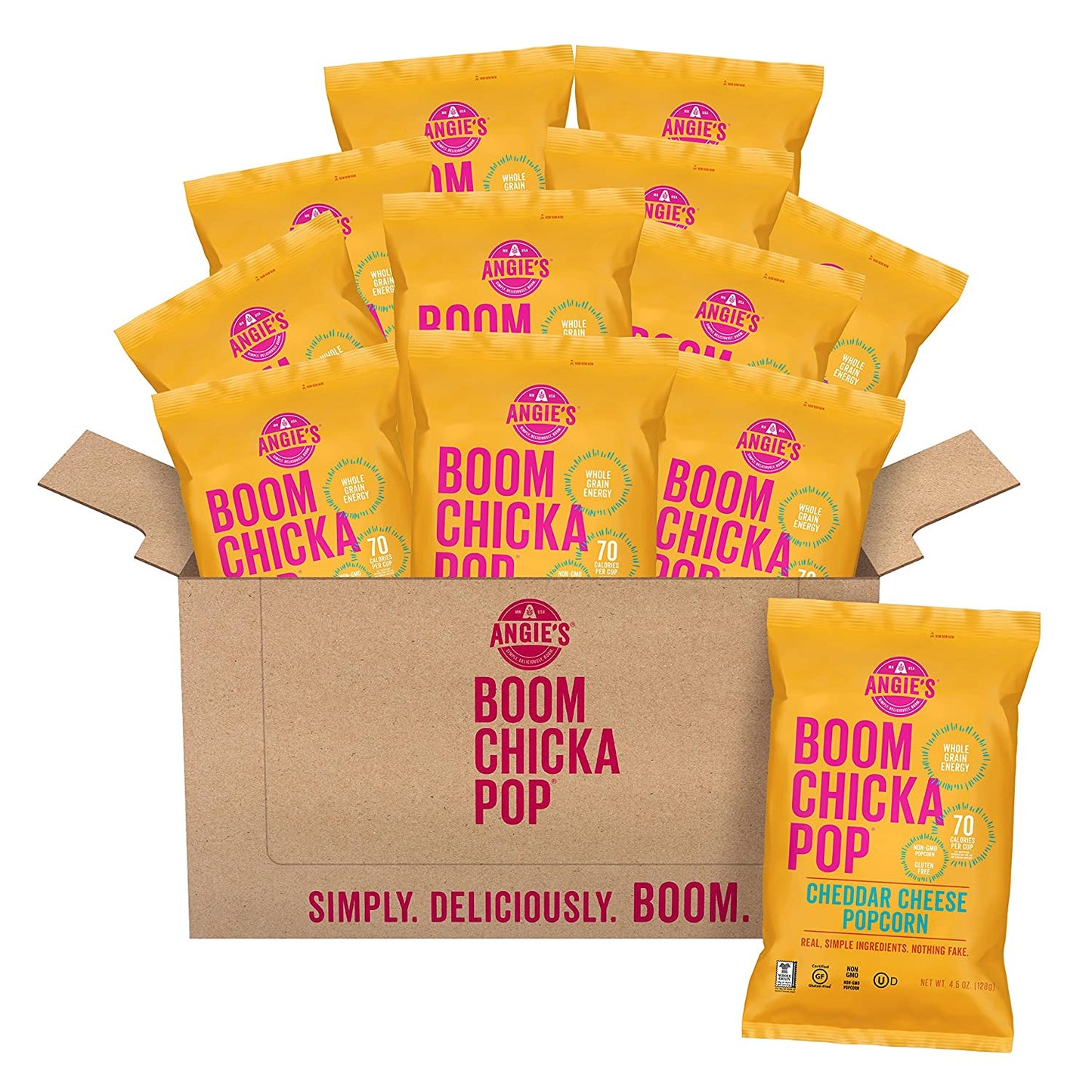Angie's BOOMCHICKAPOP Cheddar Cheese Popcorn, 4.5 Ounce (Pack of 12)