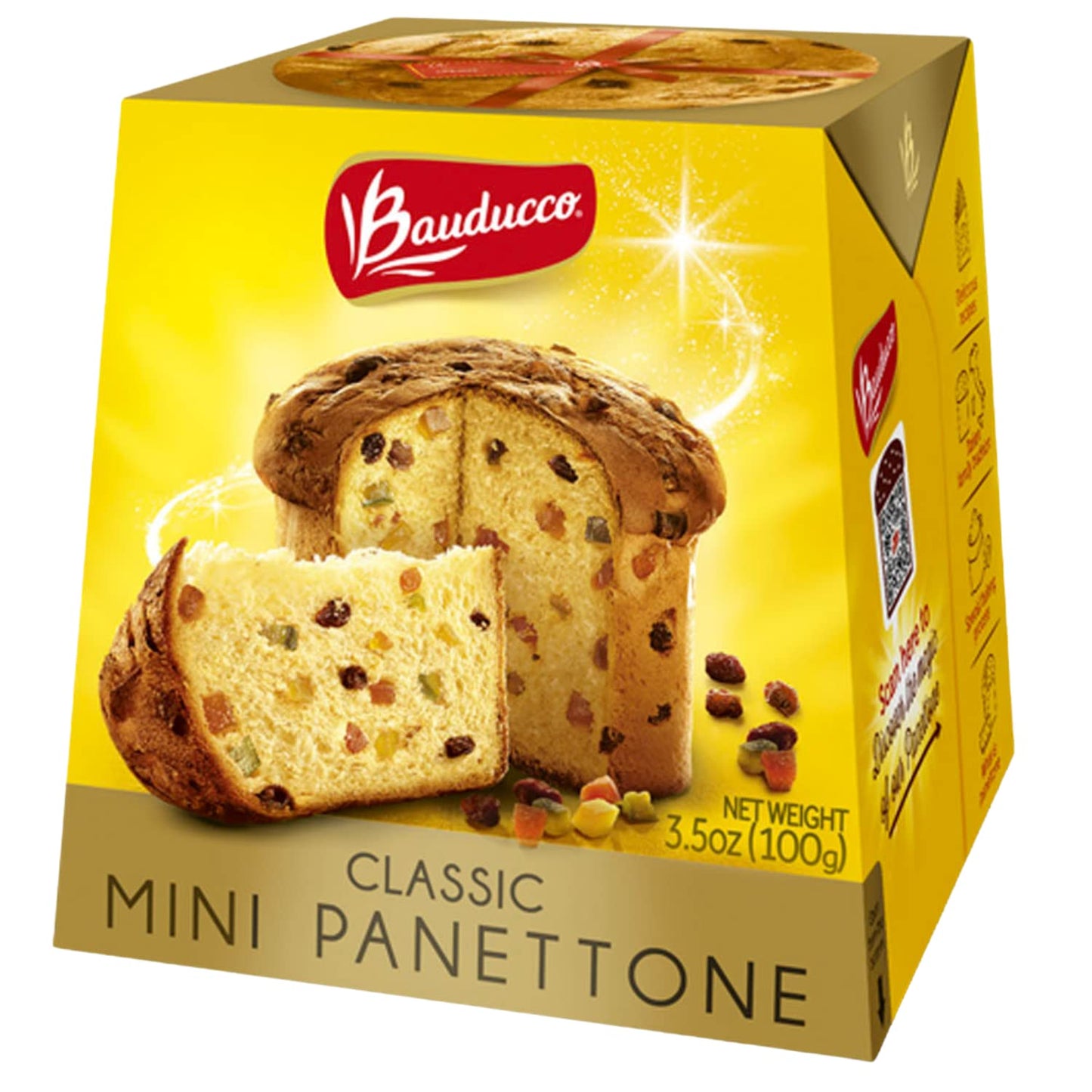 Bauducco Mini Panettone Classic - Moist & Fresh Holiday Cake - Traditional Italian Recipe With Candied Fruit & Raisins - 3.5oz