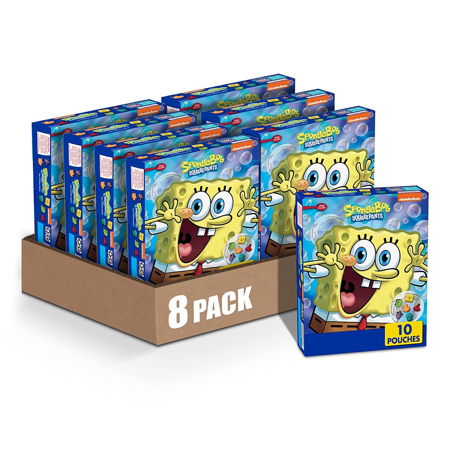 Betty Crocker Fruit Snacks, SpongeBob SquarePants Snacks, 8 oz, 10 ct (Pack of 8)
