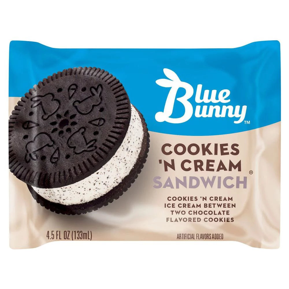 Blue Bunny Cookies N Cream Ice Cream Sandwich Bar, 4.5 Fluid Ounce -- 24 per Case