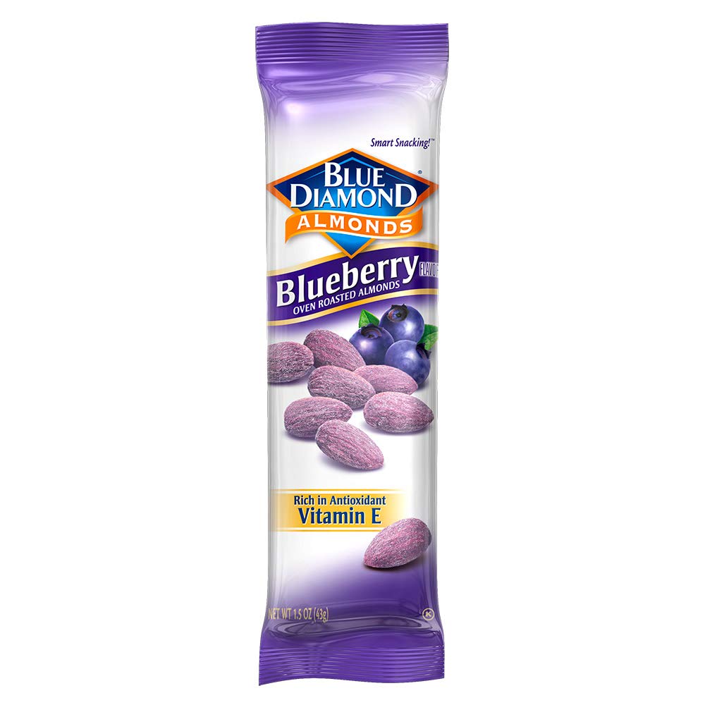 Blue Diamond Almonds Blueberry Flavored Snack Nuts, Single Serve Bags, 1.5 Ounce (Pack of 12)