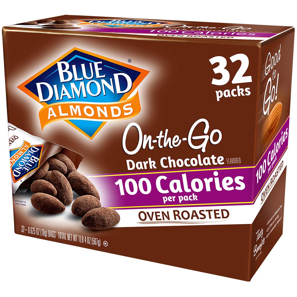 Blue Diamond Almonds Dark Chocolate Cocoa Dusted Snack Nuts, 100 Calorie Packs, 32 Count
