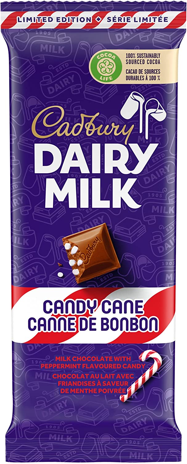 Cadbury Dairy Milk Chocolate Bar, Candy Cane 100g