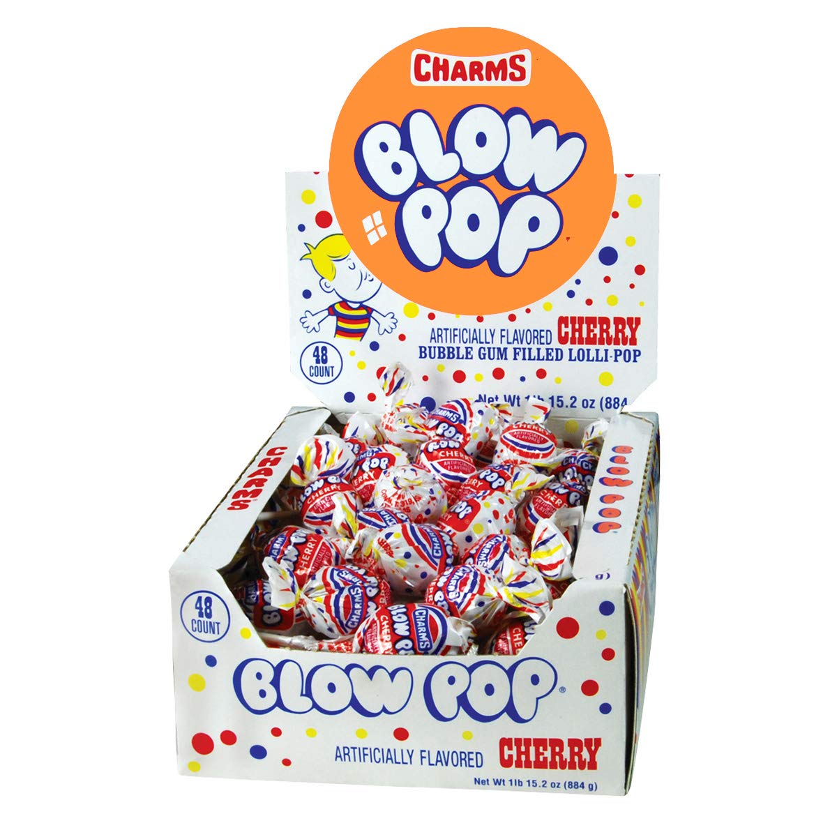 Charms Cherry Blow Pops Bubble Gum Lollipop