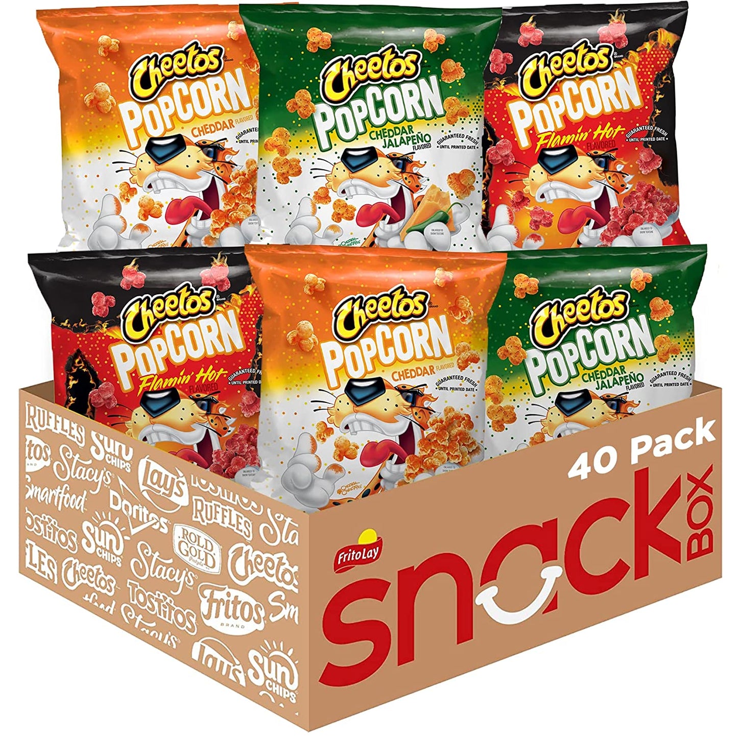 Cheetos Popcorn, Cheddar, Flamin' Hot & Jalapeño Cheddar Variety Pack,0.625oz (Pack of 40) (Wholesale)