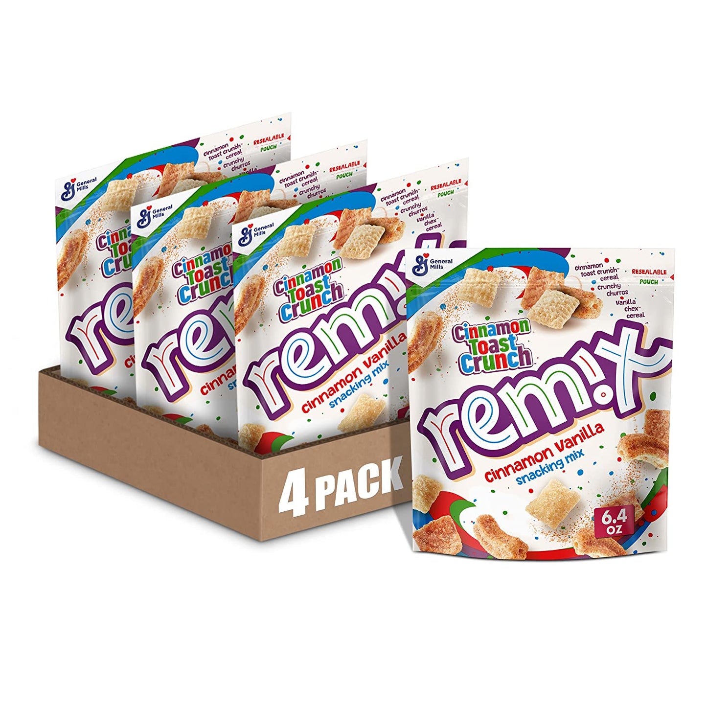 Cinnamon Toast Crunch Cereal Snack Pouches, Cinnamon Vanilla Remix, 6 oz (Pack of 4)