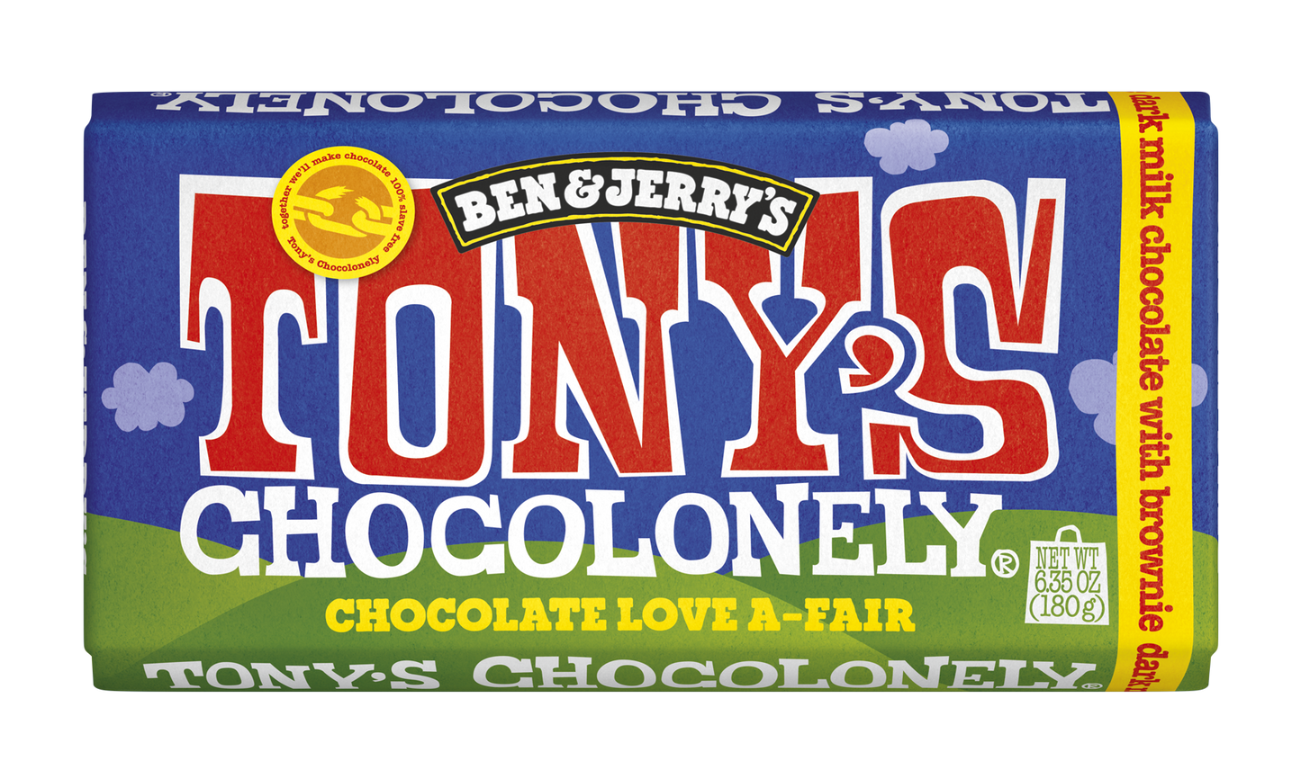 Ben and Jerry's Tony's Chocolonely Chocolate Love A-Fair Dark Milk Chocolate With Brownie - 180g - ULTRA RARE Limited Edition