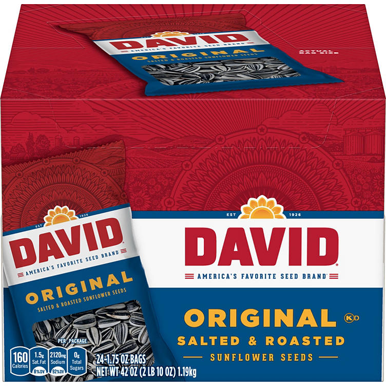 David Original Sunflower Seeds - 1.75 oz - 24 count - Wholesale