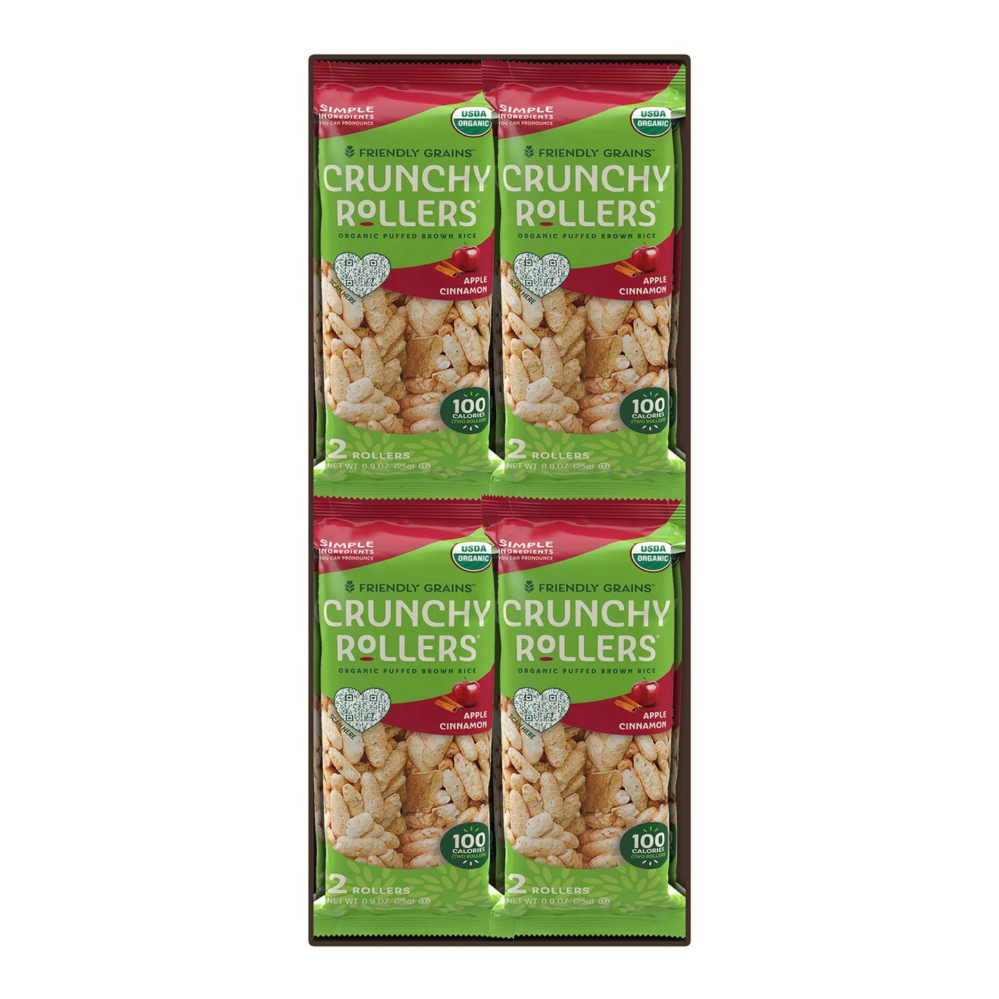 Friendly Grains Crunchy Rollers Organic Apple Cinnamon Brown Rice Snacks (0.9 oz., 16 pk.)