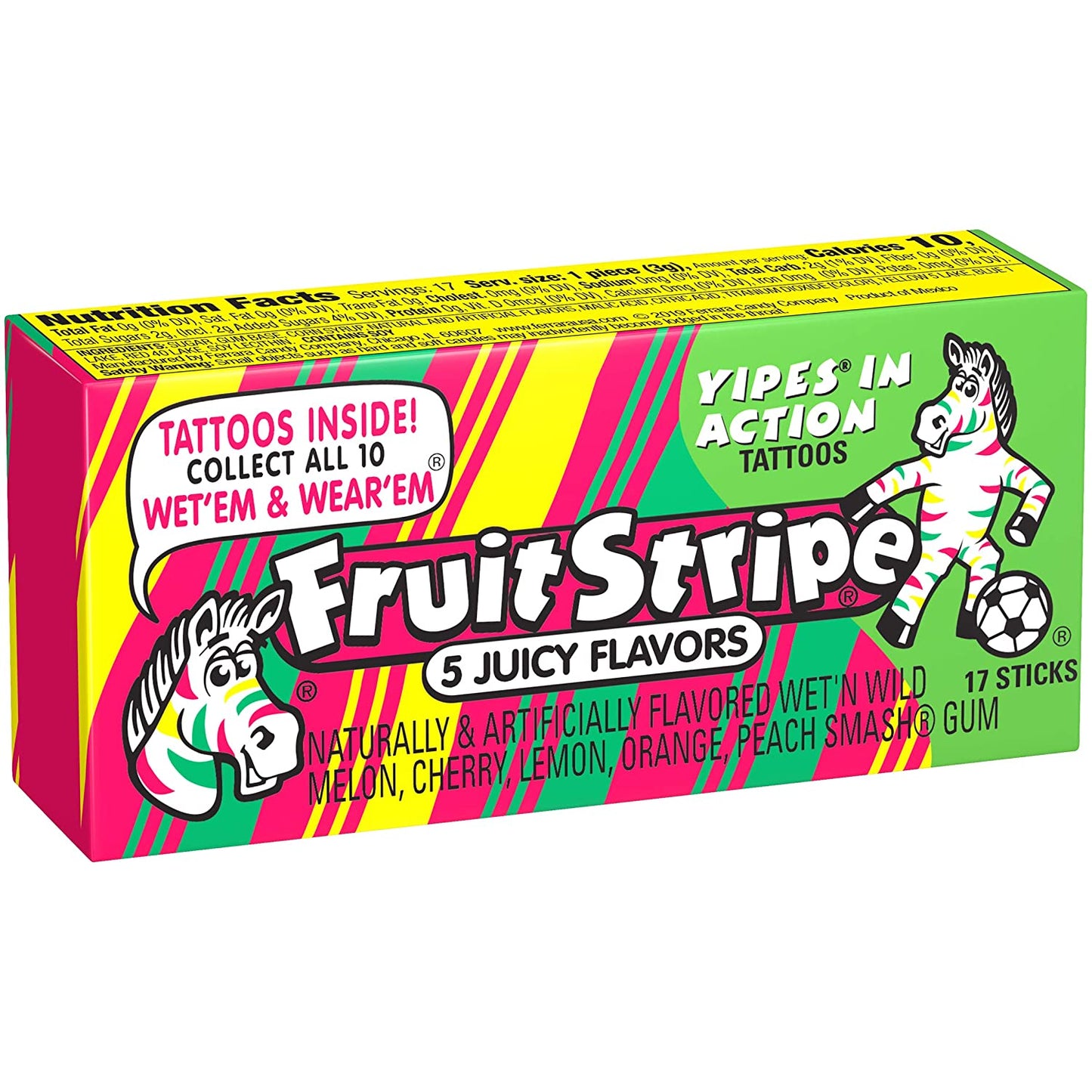 Fruit Stripe Juicy Bubble Gum Packs 12 Count