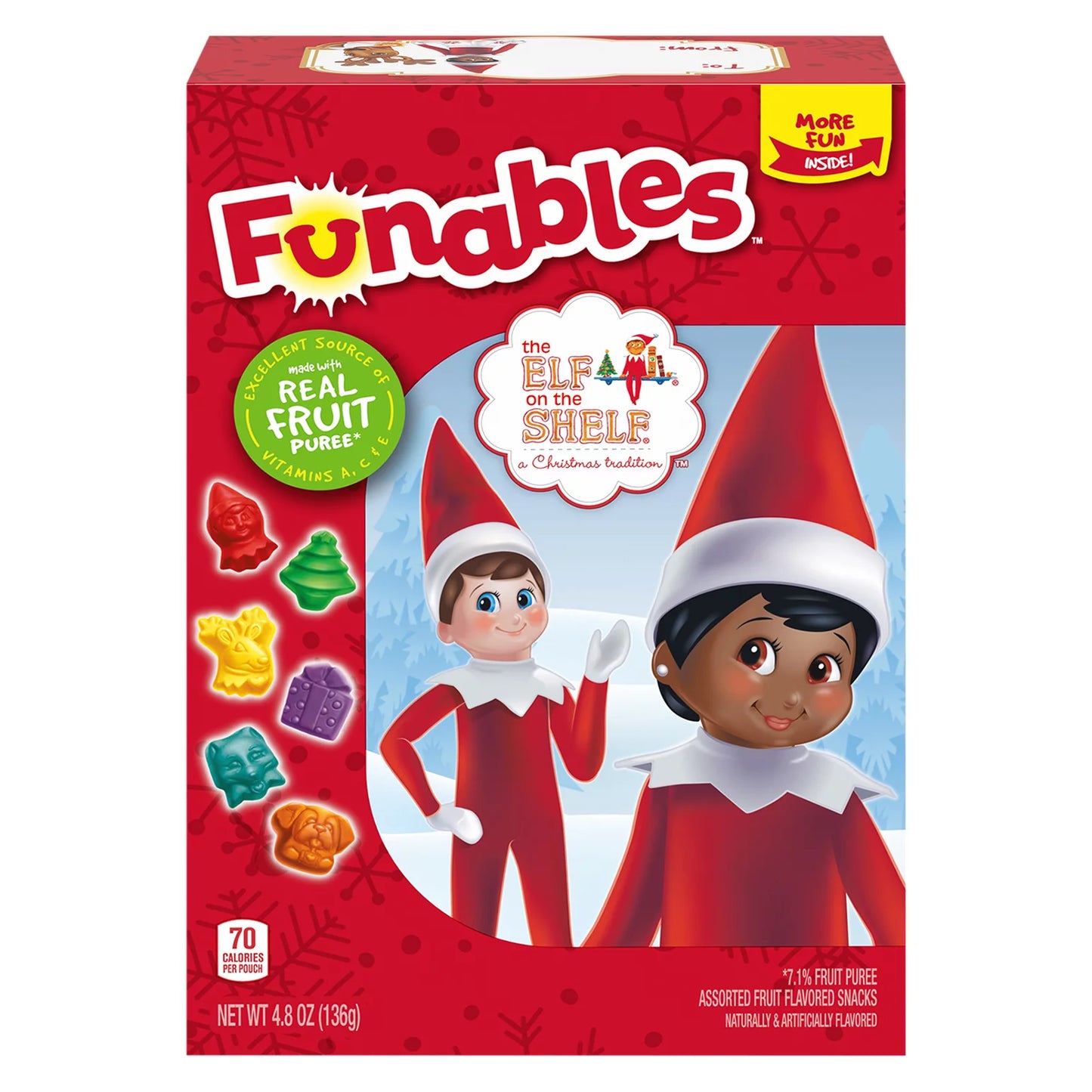 Funables Elf on the Shelf Holiday Fruit Snacks Fun Book, Stocking Stuffers for Kids, 4.8oz pack
