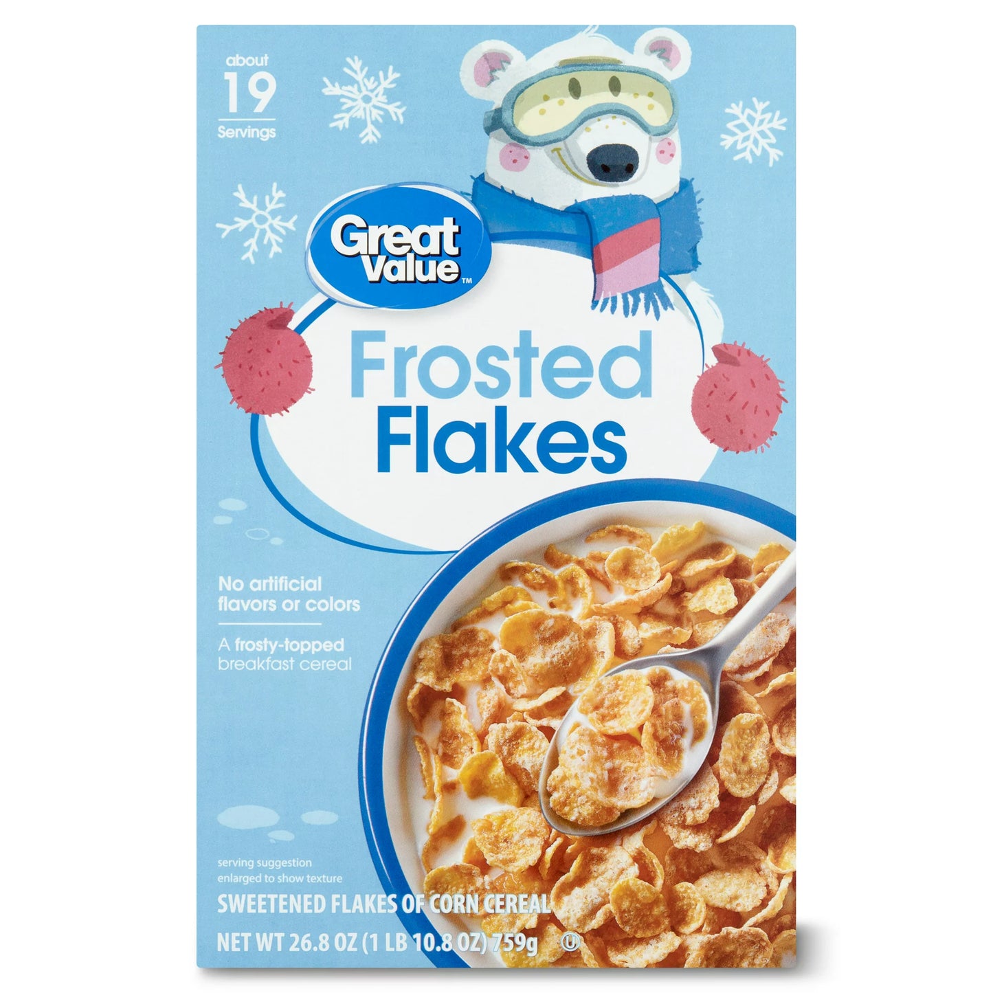 Great Value Frosted Flakes, Breakfast Cereal, 26.8 oz