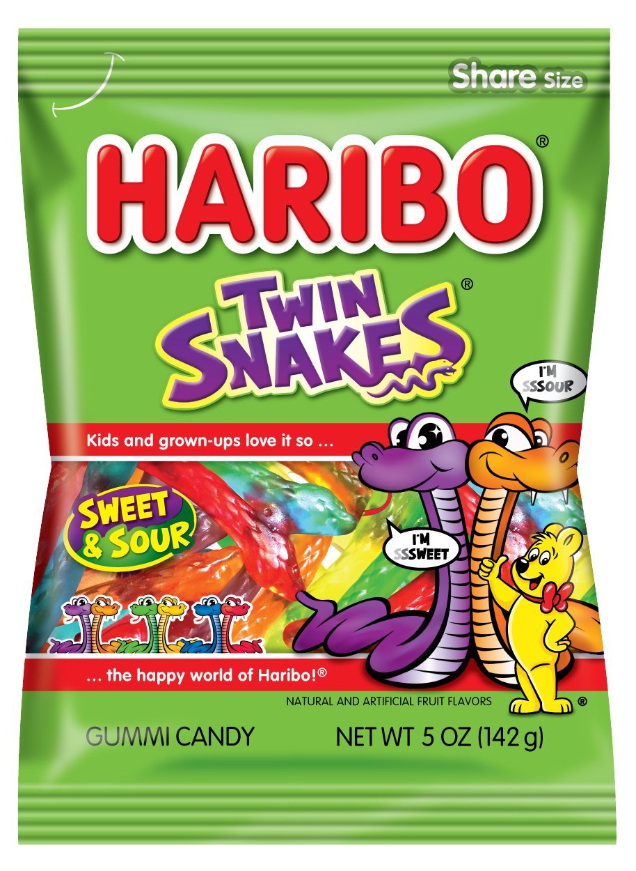 HARIBO Gummi Candy, Twin Snakes, 5 oz. Bag (Pack of 12) Wholesale
